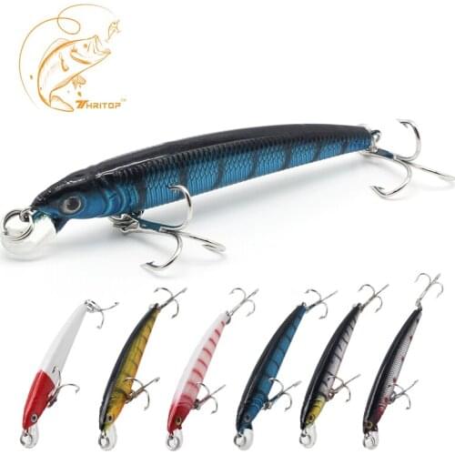 Thritop Minnow Fishing Lure Artificial Hard Baits 80mm 4.6g 6 Colors for Choose TP053 Tremble Hooks Lifelike Body Fishing Tackle