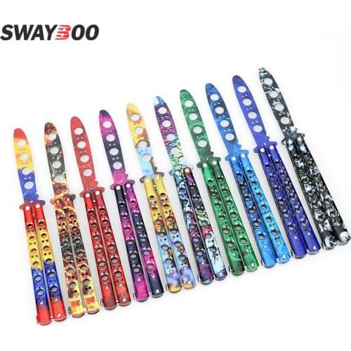 Swayboo CS GO folding game knife butterfly knife trainer colorful dull blade no edge tool practice butterfly in knife