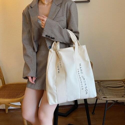 Women Bag 2021 New Canvas Shoulder Bags Letter Print Casual Handbag Large Capacity Female Simple Tote Bag Portable Mommy Handbag