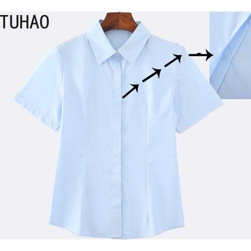 TUHAO Blusas Mujer De Moda 2020 Summer Oversized Professional Shirt Blouse Plus Size 9XL 8XL 7XL 6XL Short-sleeved Female WM22