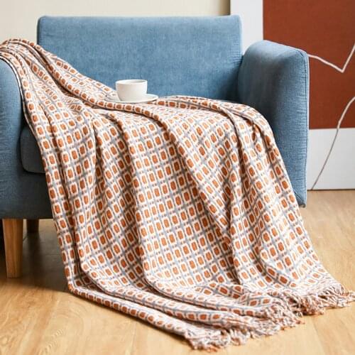 Knitted Blanket for Bed Soft Tassel Plaid Pattern Sofa Cover Travel Office Nap Throw Blankets Summer Decorative Home Textile