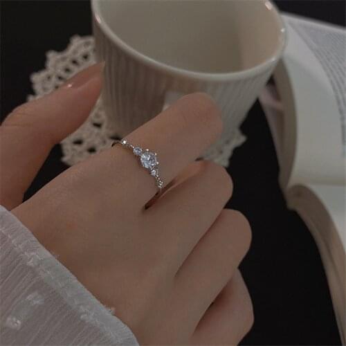 Simple 2021 New Elegant Cubic Zircon 925 Silver Finger Ring For Women Girls Party Jewelry jz552