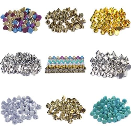 100Pcs Rivets Spike Stud Garment Spacer Beads Acrylic Cone For Dress Clothes Bag DIY Finding 6mm-10mm