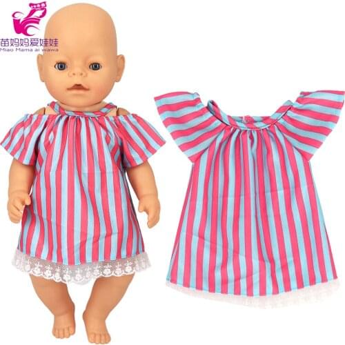 17 Inch Reborn Baby Doll Pink Stripe Skirt 18 inch og girls Pink Dress Toys Wears