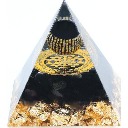 2021 Orgonite Pyramid onyx Sphere With buddhist scrip Natural Raw Rock Quartz Shimmer Spectrolite Stones Reiki Chakra Jewelry