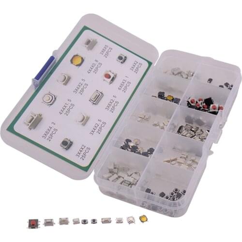 250Pcs Car 10 Types Tact Tactile Micro Push Button Switches Microswitch Universal Fit For Mini Remote Key Fob