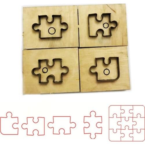 4pcs/set Japan Steel Blade Wooden Die Jigsaw puzzle Leather Craft Template Punch Hand Tool Cut Knife Mould Finished Size 55x45mm