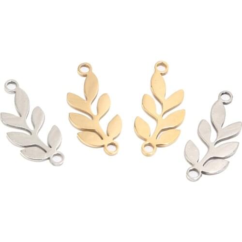 5pcs/lot Stainless Steel Bohemia Polishing Tree Leaf Connectors Charm Pendants DIY Bracelet Earrings Jewelry Making Supplies