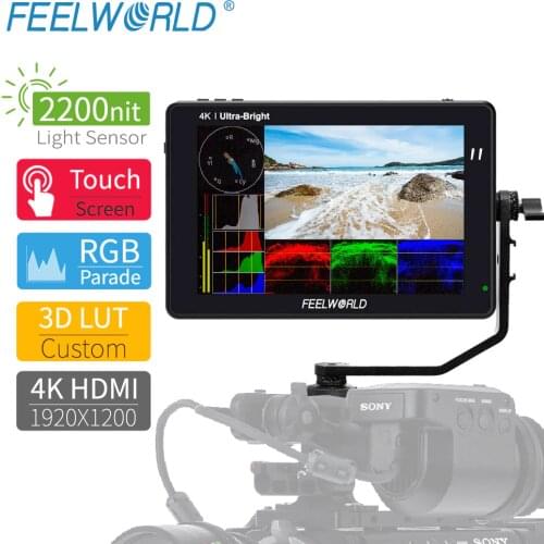 FEELWORLD LUT7S 7 Inch 3G-SDI 4KHDMI 2200nits 3D LUT Touch Screen DSLR Camera Field Monitor with Waveform VectorScope Histogram