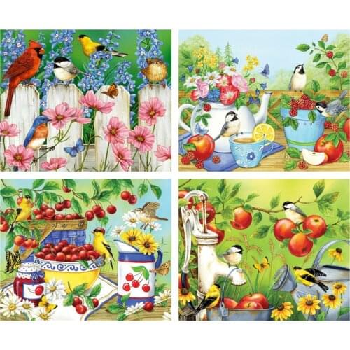5D DIY Diamond Painting Animal Diamond Embroidery Mosaic Full Drill Flowers Bird Fruit Cross Stitch Kits Home Decor Crafts Gift