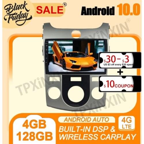 Android 10.0 PX6 IPS Carplay 4+128G For KIA Forte Cerato 2008-2012 Multimedia Player Auto Radio Tape Recorder GPS Navi Head Unit