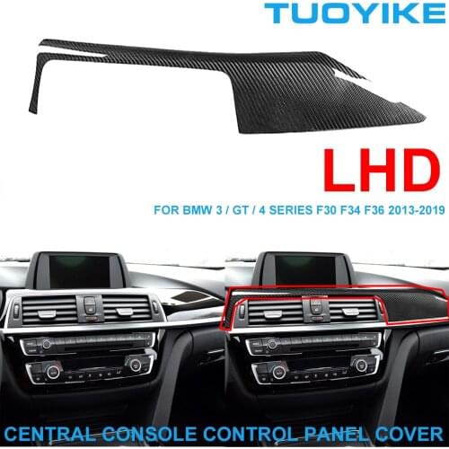 LHD Car Styling Real Carbon Fiber Central Console Control Panel Cover Trim Sticker For BMW 3/GT/4-Series F30 31 F32 F33 F34 F35