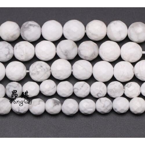 Natural Stone Faceted White Howlite Loose Beads 4 6 8 10 12mm Pick Size Turquoises Beads For Jewelry Making DIY Bracelet 15