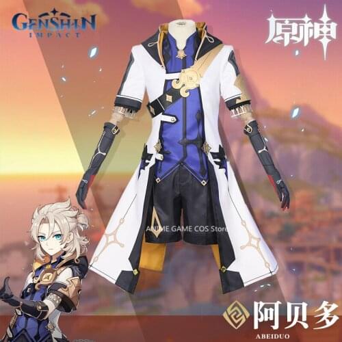 Genshin Impact Albedo COS Chalk and Black Dragon Game Set Cosplay Costume Male Full Set Party Male Role Playing Figure Clothing
