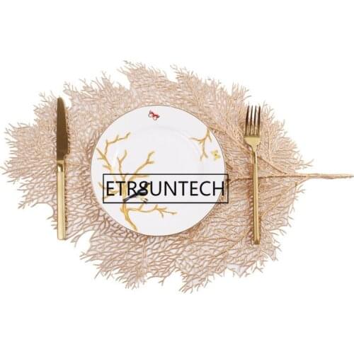 Nordic Style Leaf PVC Dining Table Mat Christmas Simulation Plant Dish Bowl Pad Coasters Waterproof Slip-resistant