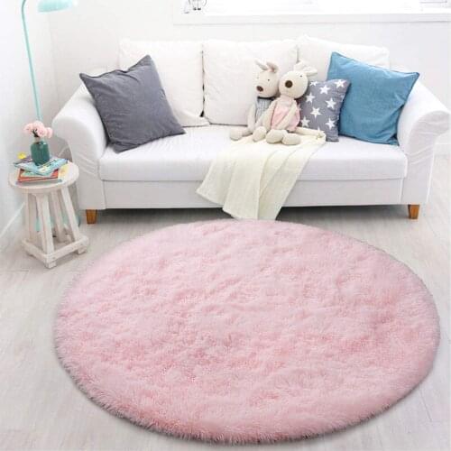 Round Fluffy Area Rug for Bedroom Soft Shaggy Carpet Circle Plush Floor Carpet for Babies Room Decor Fuzzy Nursery Room Rug