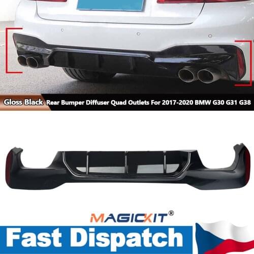 MagicKit Painted For 2017-2021 BMW G30 G31 G38 M5 Style Rear Bumper Diffuser Quad Outlets