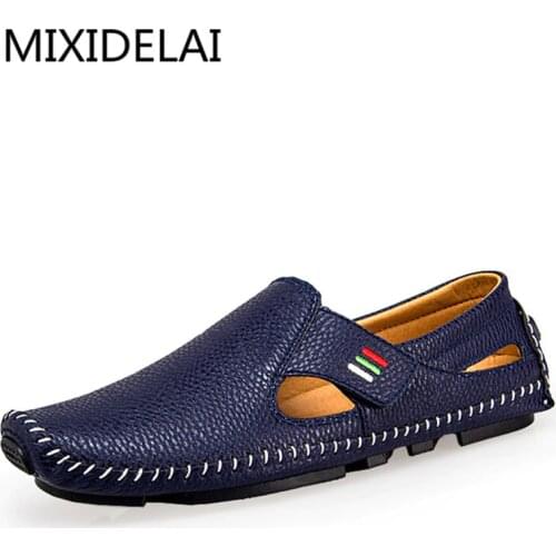 MIXIDELAI Fashion Moccasins For Men Loafers Summer Walking Breathable Casual Shoes Men Hook&loop Driving Boats Men Shoes Flats