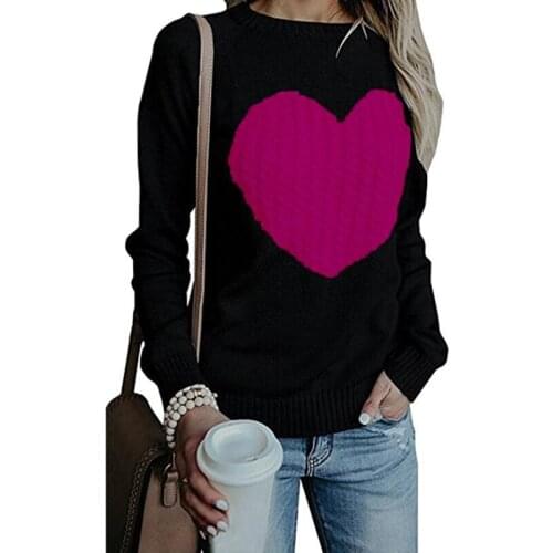 New womens knitt sweater coat fashion Europe America autumn winter round neck loose large size long sleeve love sweaters women