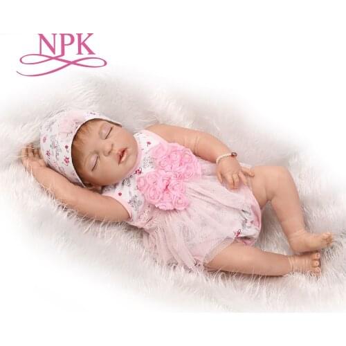 NPK 22inch silicone vinyl real soft touch reborn baby 55CM lifelike newborn baby children Christmas Gift sleeping sweet baby