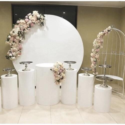 Wholesale mental Floor Pedestal Wedding Plinths White Metal Stand Flower round backdrop Stand Stage Pedestal senyu1698