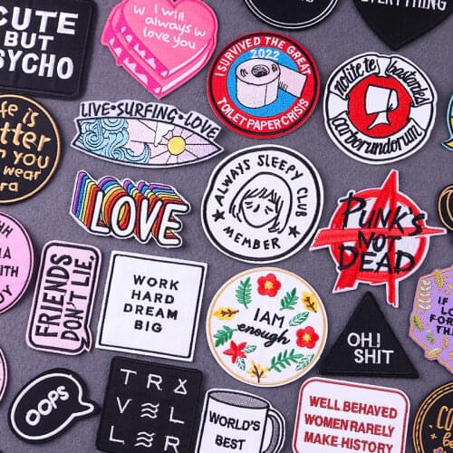 Punk Letter Patch Iron On Patches For Clothing Gay Pride Rock Stripes For Clothes Stickers Jackets DIY Patches On Clothes Badge