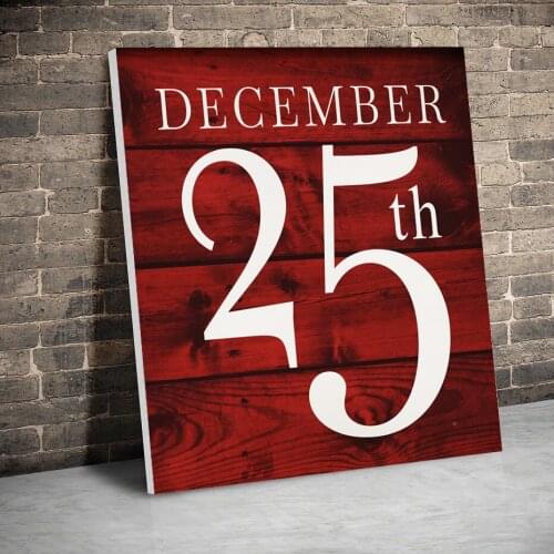 Framed December 25th Merry Christmas Posters Canvas Paintings Wall Art Canvas Prints Pictures Kids Room Home Wood Inner Frame
