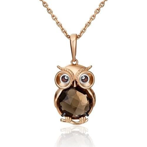Owl pendant gold silver 585, Platina