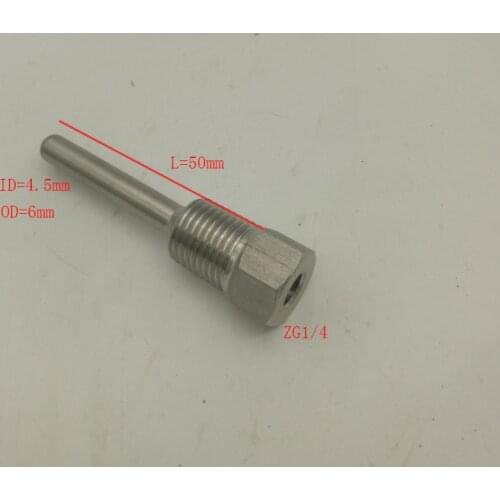 Thermowell Immersion Sleeve Pocket Stainless Steel 304 ZG 1/4" for Max 4.5 mm