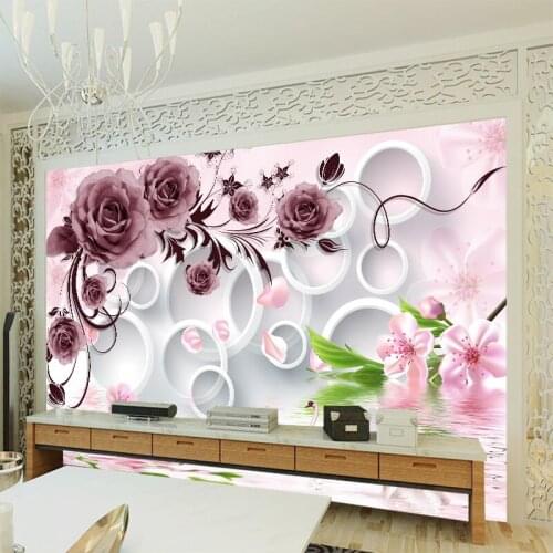 Custom any size 3D wall mural wallpapers Modern fashion Purple flower vine 3D Perspective Wall Sticker YBZ121