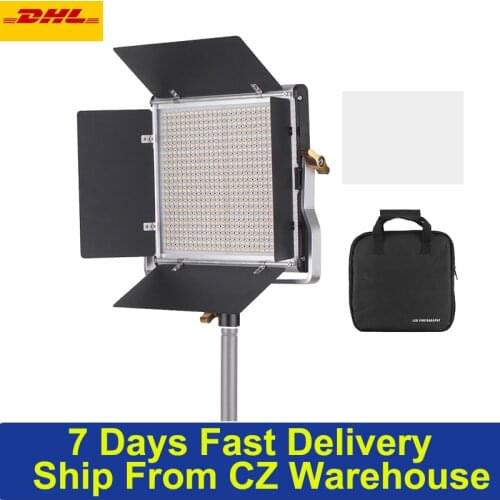 Andoer LED Video Light Dimmable 660 LED Bi-Color Light Panel 3200-5600K w/ U Bracket Barndoor Lighting for Studio Video Shooting