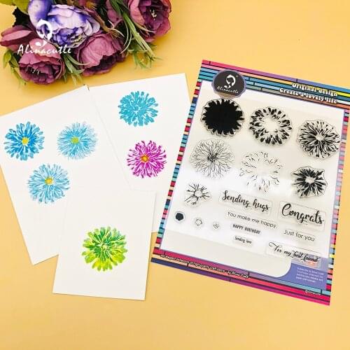 Alinacutle Clear Stamps Layered Flowers Set DIY Scrapbooking Card Album Paper Craft Rubber Transparent Silicon Stamps