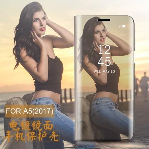 Luxury Gold Plating Mirror Flip Case Cover For Samsung Galaxy A5 2017 A3 A7 A9 Pro 2016 A8 Plus 2018 Chrome Cover Funda