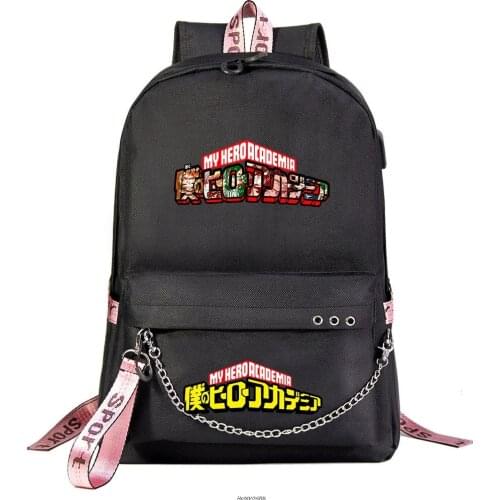 My Hero Academy Backpack Women Men Capacity Laptop BackPack Travel Daily Bagpack mochila With Chain Teenager School Bags