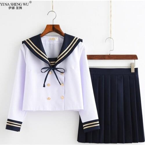 School JK Uniform Short/long Sleeve Top Pleated Skirt Sailor Suit Anime Cosplay Uniforms Japan School for Girls Student 2pcs Set