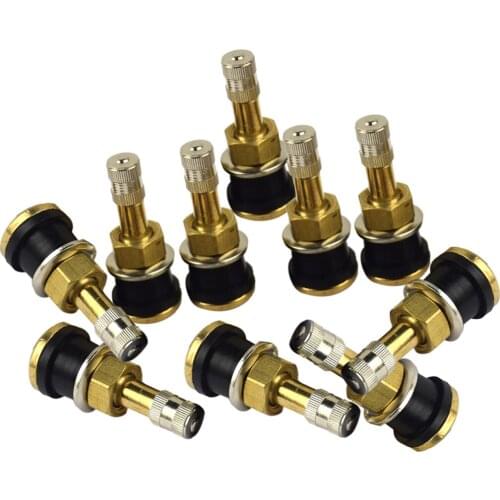 10pcs Car TR501 Straight Copper Tubeless Tire Wheel Valve Stem, 1.9inch