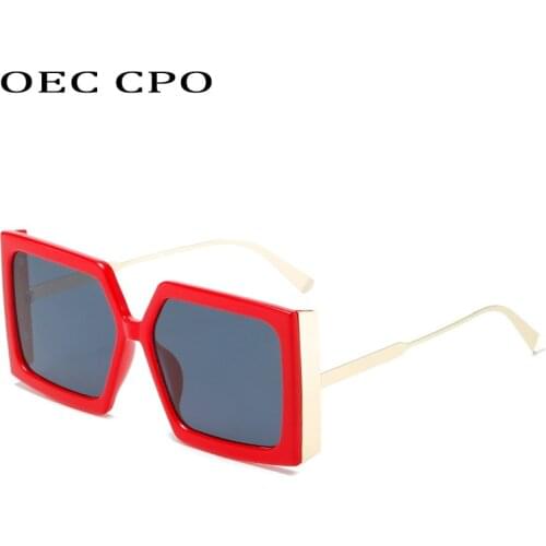 OEC CPO Oversized Goggle Square Sunglasses Women Fashion Steampunk Sun Glasses Female Retro Big Frame Shade Gafas Glasses UV400