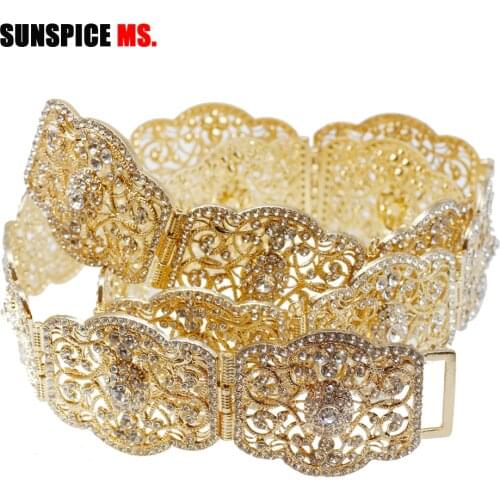 Sunspicems Crystal Moroccan Belt For Women Caftan Wedding Dress Jewelry
