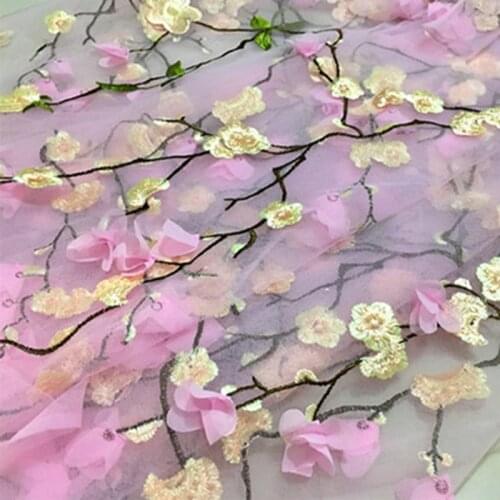 Three-dimensional embroidery lace fabric tulle DIY skirt fashion designer fabric