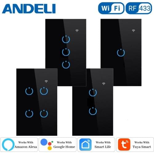 ANDELI Smart Light Wall Switch Touch RF433+Wifi Voice Bluetoo Control by App Tuya and Smart Life Support Alexa Goolge Home US