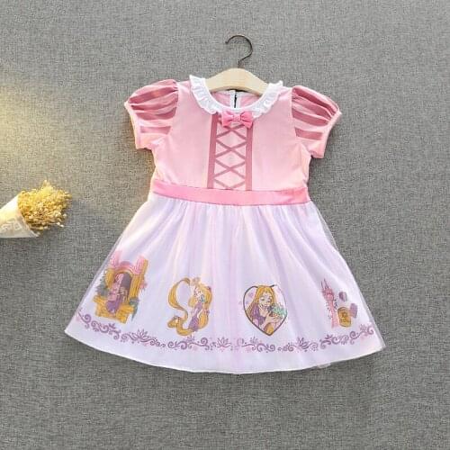 Tangled Rapunzel Dress Baby Girls Dress Kids A-line Party Dress Children Christmas Clothing Kids Pink Rapunzel Cotton Clothes