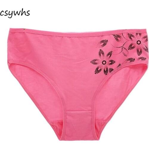 CSYWHS Cotton Underwear Women Panties Plus Size Briefs Mid Rise Printing Panty Sexy Briefs Lingerie Big Size