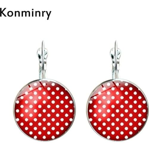 Konminry Fashion Simple Colors Spot French Hook Earrings Polka Dot Round Glass Dome Drop Earrings For Women Girl Gifts