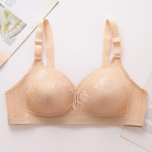 EFINNY Women Push Up Bra Big Size Bra Women Fat Full Coverage Thin Wire Free Back Closure Plaid Soft Bra for Women