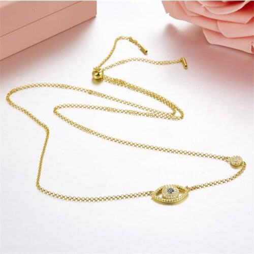 SLJELY Luxury 925 Sterling Silver Evil Eye Pendant Necklace Micro Pave Cubic Zirconia 3 Gold Colors Women Party choker Jewelry