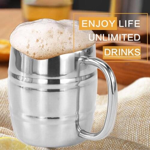 1Pcs 230/300/450ml Double-Layer Portable Stainless Steel Coffee Beer Mug Drinking Cup Bar Tools Drinkware Drinkware