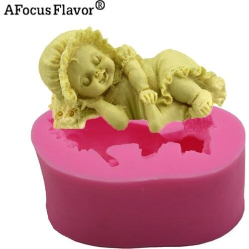 1 Pc Little Girl Sleeping Silicone Soap Mold Resin Clay Chocolate Candy Cake Decoration Candy Baking Fondant Molds Cake Stencil