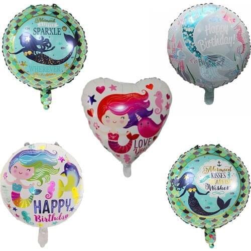 10pcs 18inch Mermaid Party Balloons Foil Helium Balloon Kids Birthday Party Decorations Baby Shower Air Globos Under The Sea