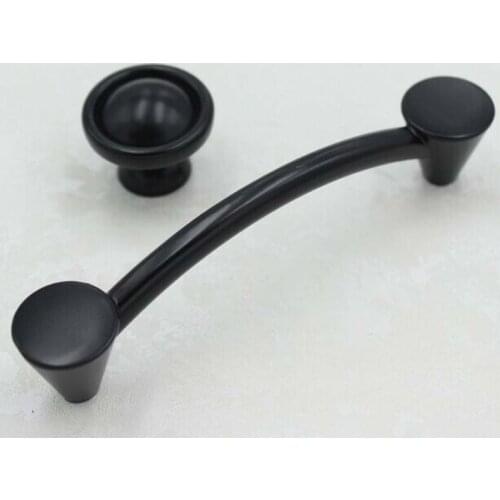 128mm black furniture decoration hardware handle modern simple cabinet wardrobe door pull 5" black dresser cupboard handle knob