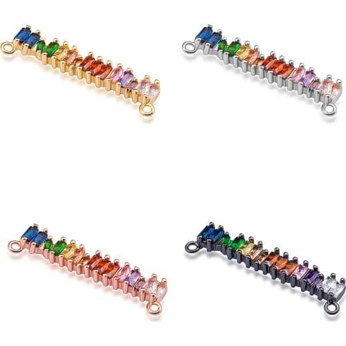 2020 New Design Rainbow-colored Zircon Long Strip ConnectorUsed For Jewelry Making DIY Handicraft Necklace Bracelet Wholesale